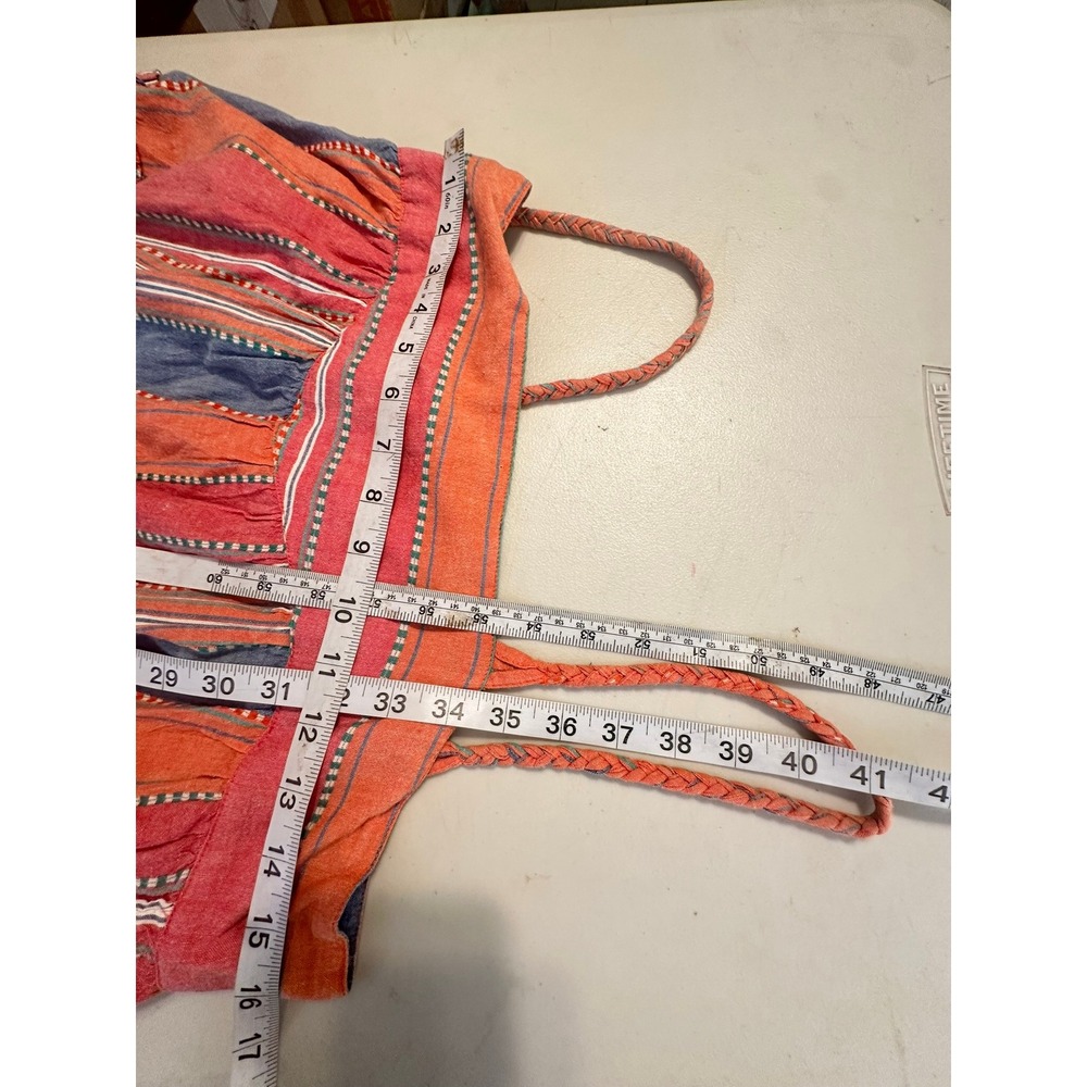 dRA Los Angeles Striped Tiered Midi Dress Womens‎ Small Orange Blue Boho Cotton - Picture 11 of 11